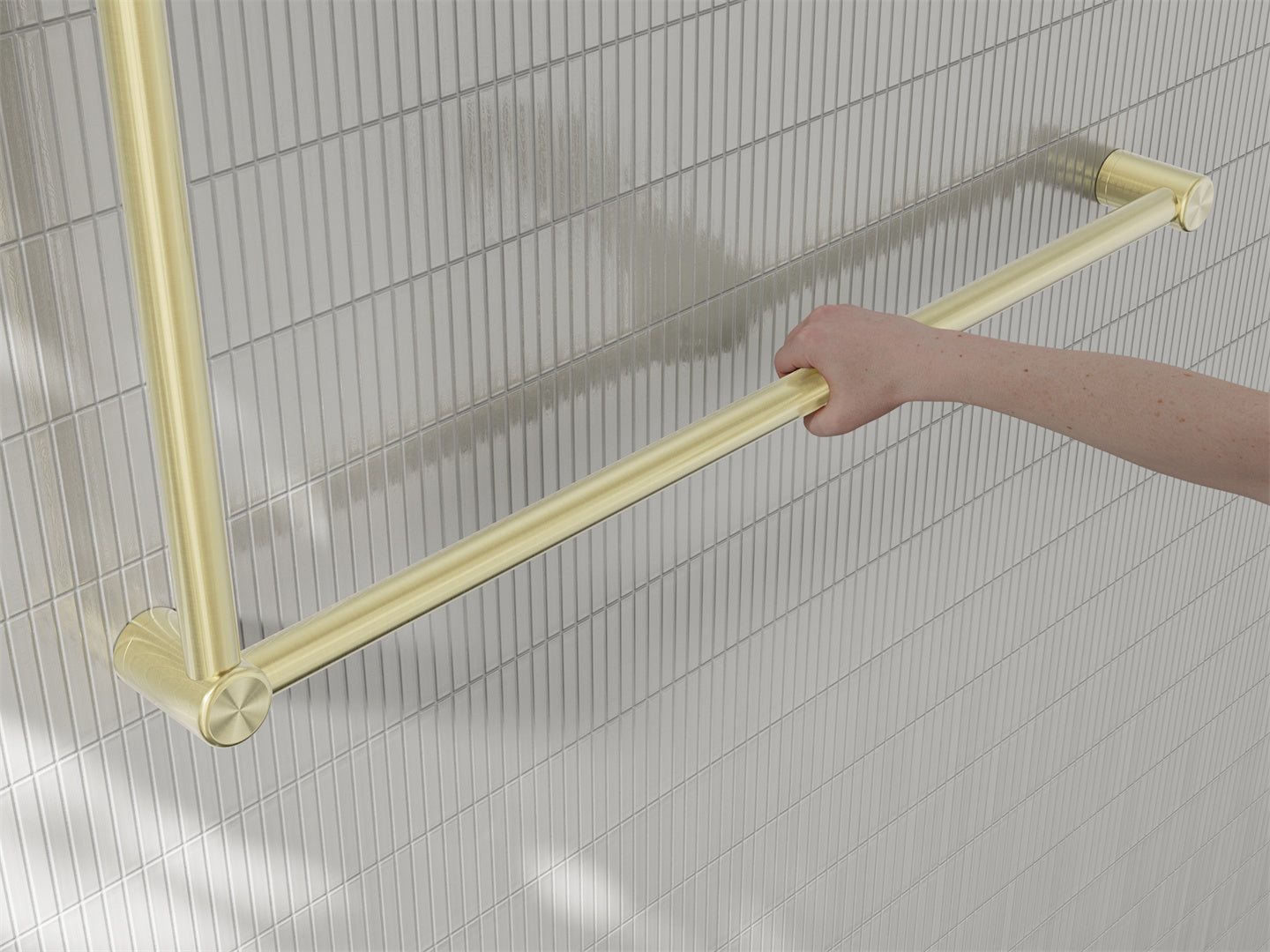 MECCA CARE 32MM DDA ACCESSIBLE TOILET GRAB RAIL SET 90 DEGREE 600X1000MM BRUSHED GOLD