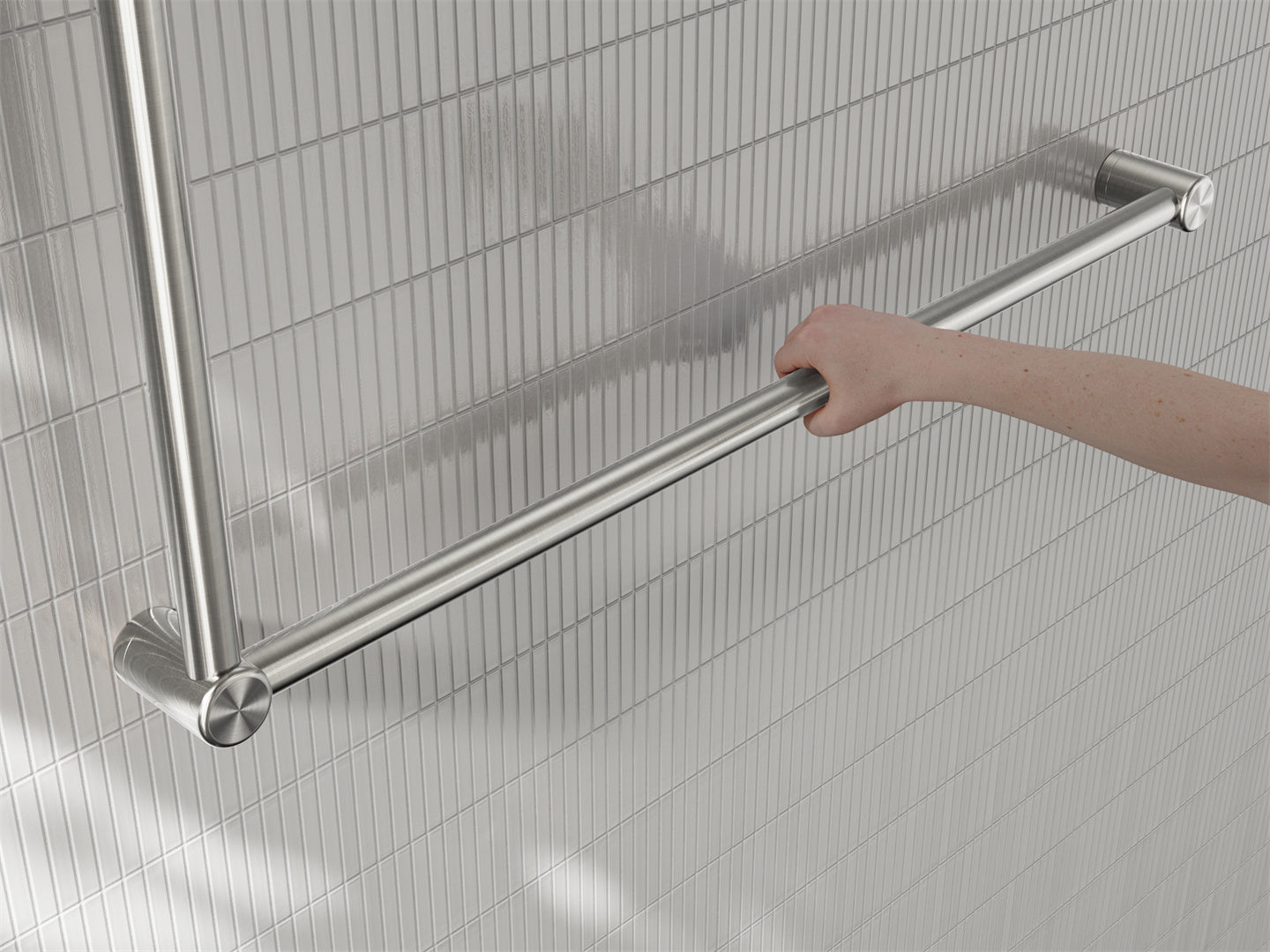 MECCA CARE 32MM DDA ACCESSIBLE TOILET GRAB RAIL SET 90 DEGREE 600X1000MM BRUSHED NICKEL