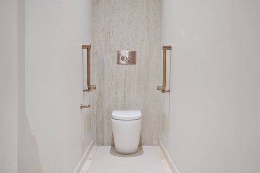 MECCA CARE 32MM AMBULANT 90 DEGREE BENT TUBE GRAB RAIL 450X450MM BRUSHED BRONZE