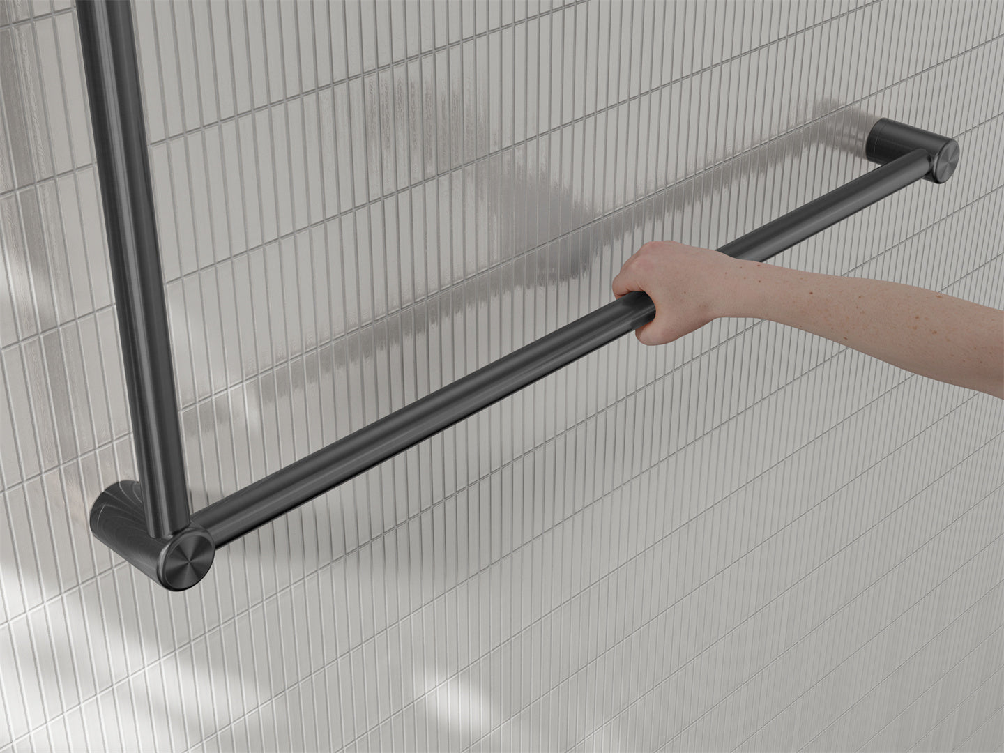 MECCA CARE 32MM DDA ACCESSIBLE TOILET GRAB RAIL SET 90 DEGREE 600X1000MM GUN METAL