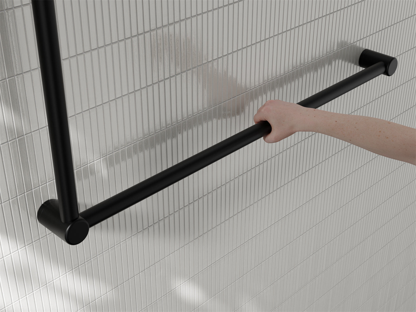 MECCA CARE 32MM DDA ACCESSIBLE TOILET GRAB RAIL SET 90 DEGREE 600X1000MM MATTE BLACK