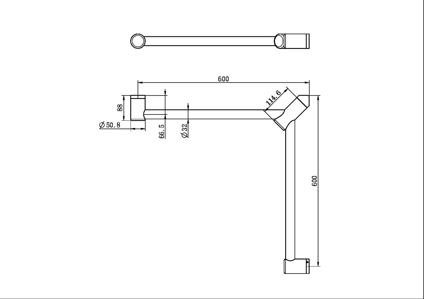 MECCA CARE 32MM WRAP AROUND CORNER GRAB RAIL 600X600MM CHROME