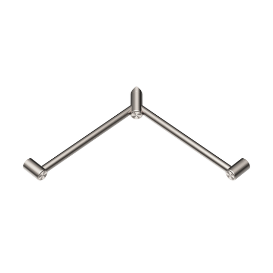 MECCA CARE 32MM WRAP AROUND CORNER GRAB RAIL 600X600MM BRUSHED NICKEL