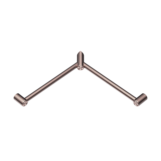 MECCA CARE 32MM WRAP AROUND CORNER GRAB RAIL 600X600MM BRUSHED BRONZE