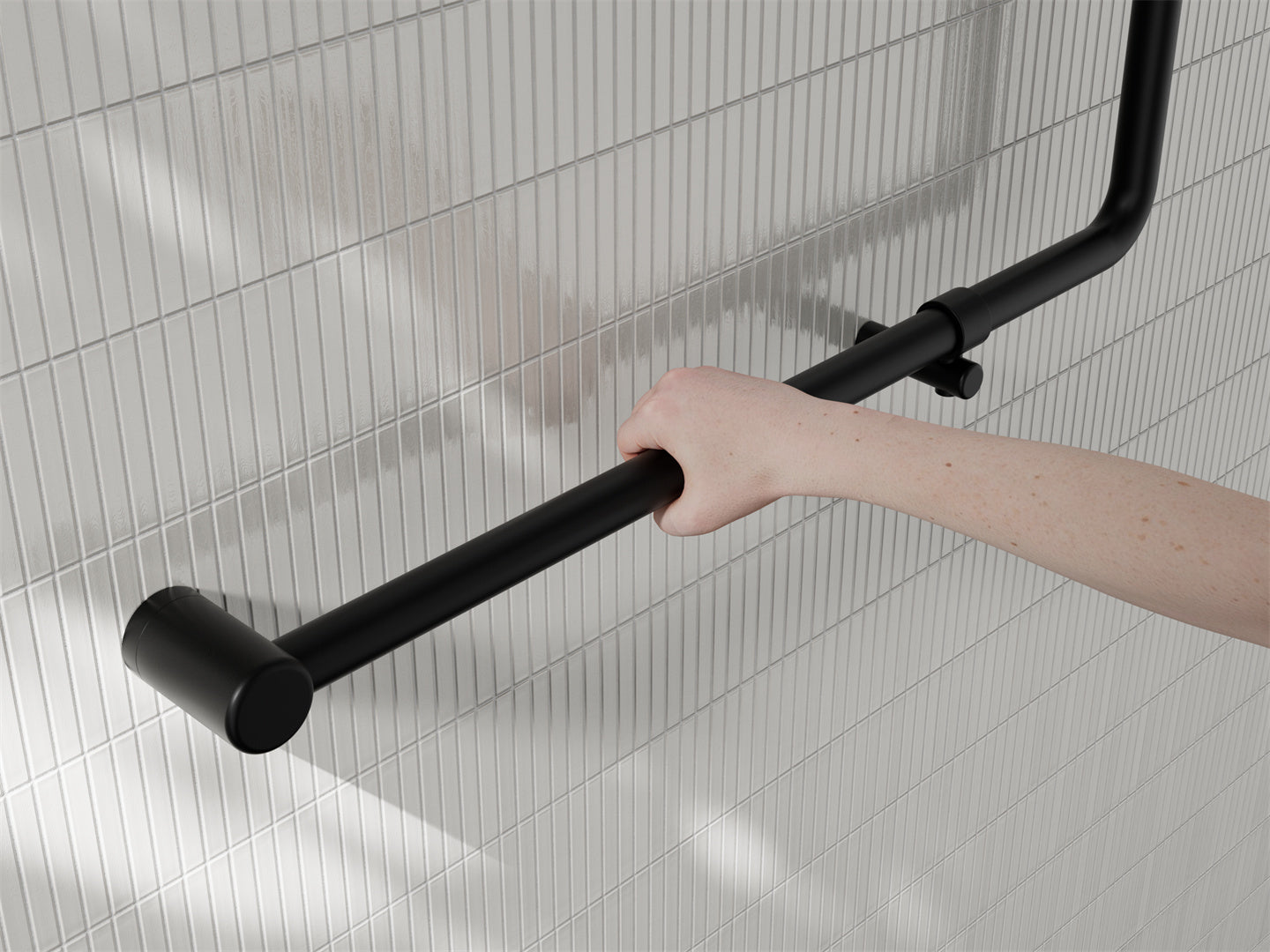 MECCA CARE 32MM 90 DEGREE NZ4121 ACCESSIBLE TOILET GRAB RAIL 750X750MM MATTE BLACK