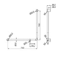MECCA CARE 32MM 90 DEGREE NZ4121 ACCESSIBLE TOILET GRAB RAIL 750X750MM WITH TOILET ROLL HOLDER BRUSHED NICKEL
