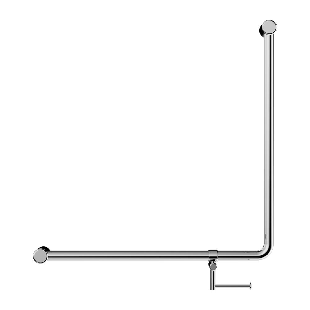 MECCA CARE 32MM 90 DEGREE NZ4121 ACCESSIBLE TOILET GRAB RAIL 750X750MM WITH TOILET ROLL HOLDER CHROME