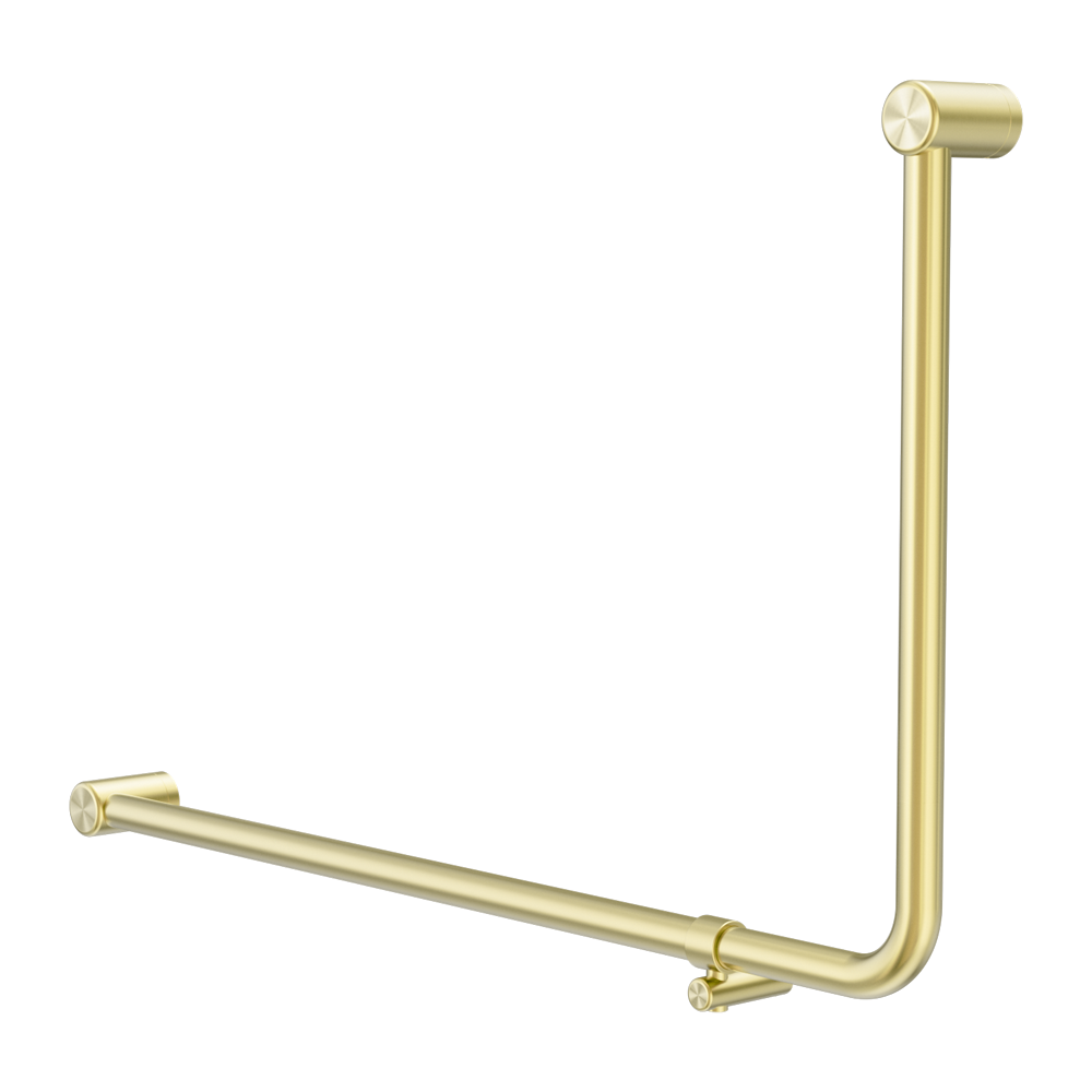 MECCA CARE 32MM DDA ACCESSIBLE TOILET 90 DEGREE BENT TUBE GRAB RAIL 600X1000MM BRUSHED GOLD