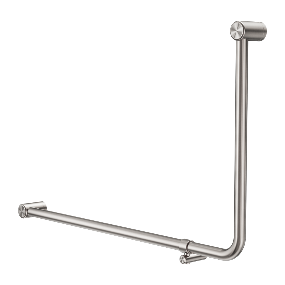 MECCA CARE 32MM DDA ACCESSIBLE TOILET 90 DEGREE BENT TUBE GRAB RAIL 600X1000MM BRUSHED NICKEL
