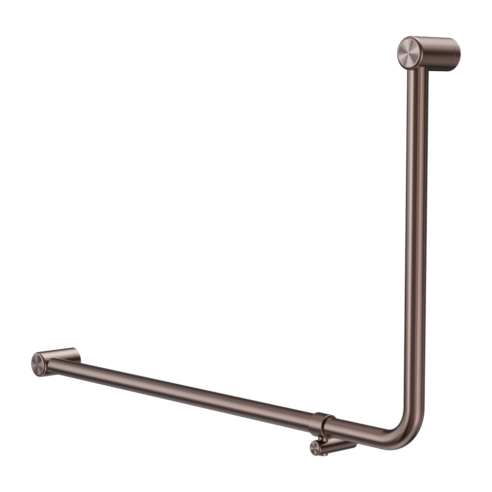 MECCA CARE 32MM DDA ACCESSIBLE TOILET 90 DEGREE BENT TUBE GRAB RAIL 600X1000MM BRUSHED BRONZE