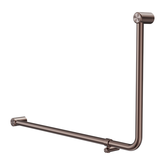 MECCA CARE 32MM DDA ACCESSIBLE TOILET 90 DEGREE BENT TUBE GRAB RAIL 600X1000MM BRUSHED BRONZE