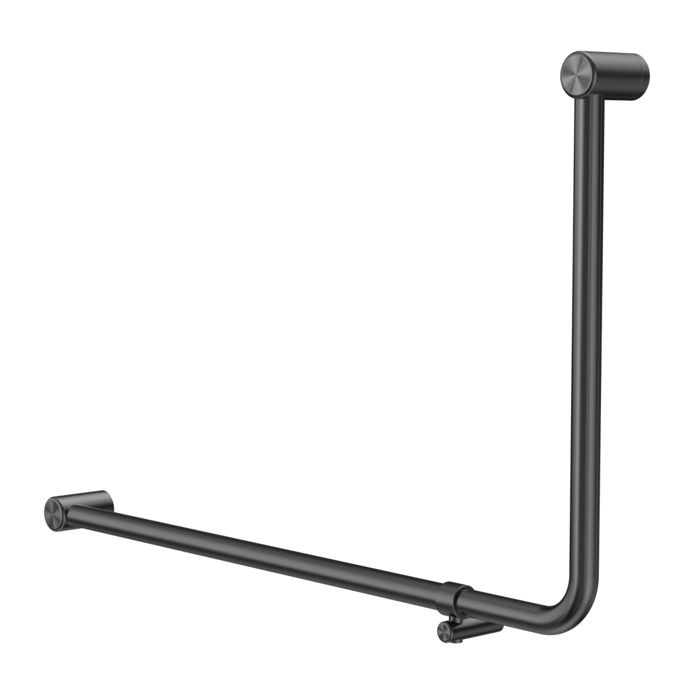 MECCA CARE 32MM DDA ACCESSIBLE TOILET 90 DEGREE BENT TUBE GRAB RAIL 600X1000MM GUN METAL