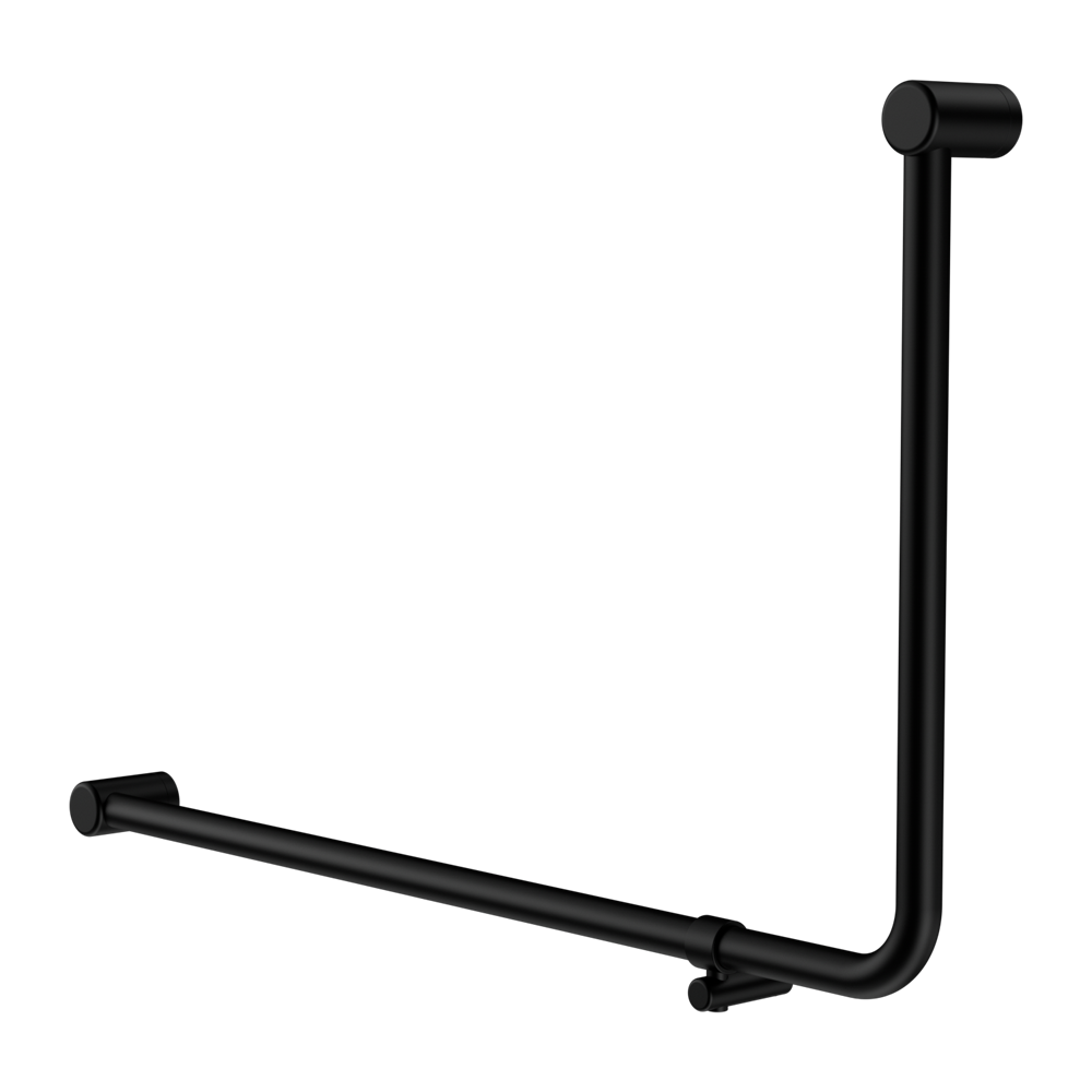 MECCA CARE 32MM DDA ACCESSIBLE TOILET 90 DEGREE BENT TUBE GRAB RAIL 600X1000MM MATTE BLACK