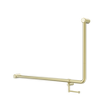 MECCA CARE 32MM DDA ACCESSIBLE TOILET 90 DEGREE BENT TUBE GRAB RAIL 600X1000MM WITH TOILET ROLL HOLDER BRUSHED GOLD