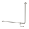 MECCA CARE 32MM DDA ACCESSIBLE TOILET 90 DEGREE BENT TUBE GRAB RAIL 600X1000MM WITH TOILET ROLL HOLDER BRUSHED NICKEL