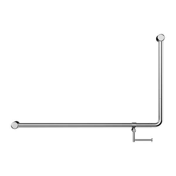 MECCA CARE 32MM DDA ACCESSIBLE TOILET 90 DEGREE BENT TUBE GRAB RAIL 600X1000MM WITH TOILET ROLL HOLDER CHROME