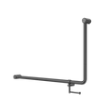 MECCA CARE 32MM DDA ACCESSIBLE TOILET 90 DEGREE BENT TUBE GRAB RAIL 600X1000MM WITH TOILET ROLL HOLDER GUN METAL
