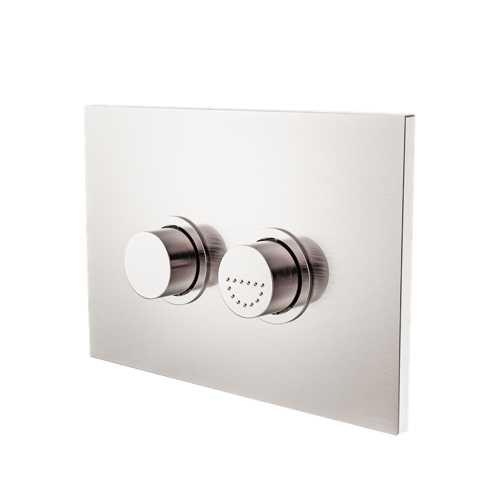 MECCA CARE RAISED DISABLED CARE PNEUMATIC FLUSH BUTTONS PLATE DDA ACCESSIBLE TOILET COMPLIANT BRUSHED NICKEL