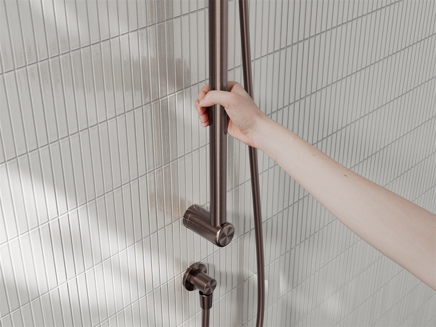 MECCA CARE 25MM GRAB RAIL AND ADJUSTABLE SHOWER RAIL SET 900MM BRUSHED BRONZE