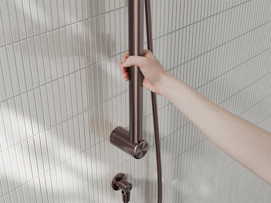 MECCA CARE 32MM GRAB RAIL AND ADJUSTABLE SHOWER RAIL SET 900MM BRUSHED BRONZE