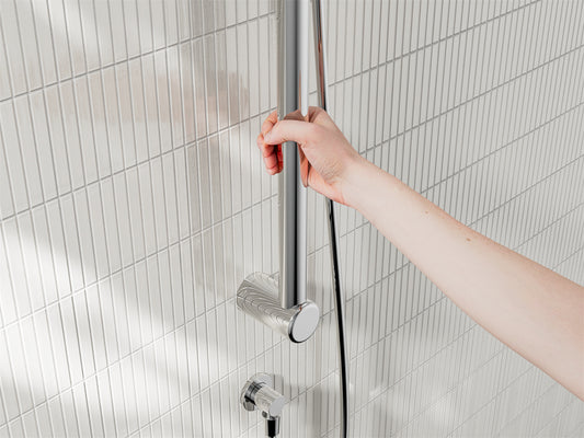 MECCA CARE 32MM GRAB RAIL AND ADJUSTABLE SHOWER RAIL SET 900MM CHROME
