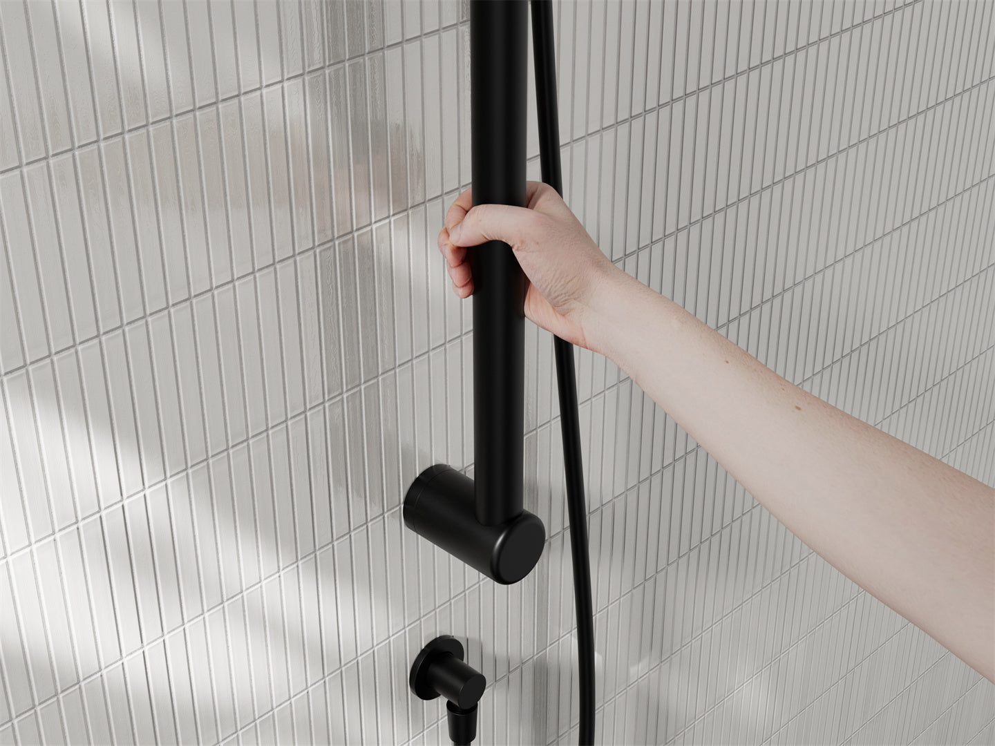 MECCA CARE 32MM GRAB RAIL AND ADJUSTABLE SHOWER RAIL SET 900MM MATTE BLACK