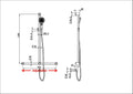 MECCA CARE 32MM T BAR GRAB RAIL AND ADJUSTABLE SHOWER SET 1100X750MM GUN METAL