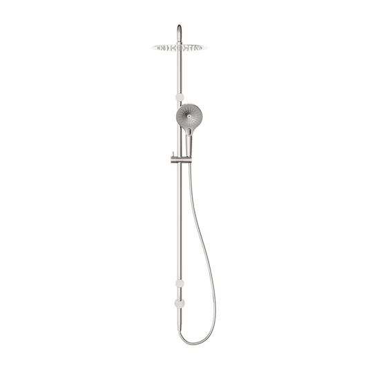 MECCA CARE 25MM GRAB RAIL 900MM TWIN SHOWER SET BRUSHED NICKEL