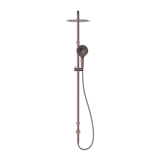 MECCA CARE 25MM GRAB RAIL 900MM TWIN SHOWER SET BRUSHED BRONZE