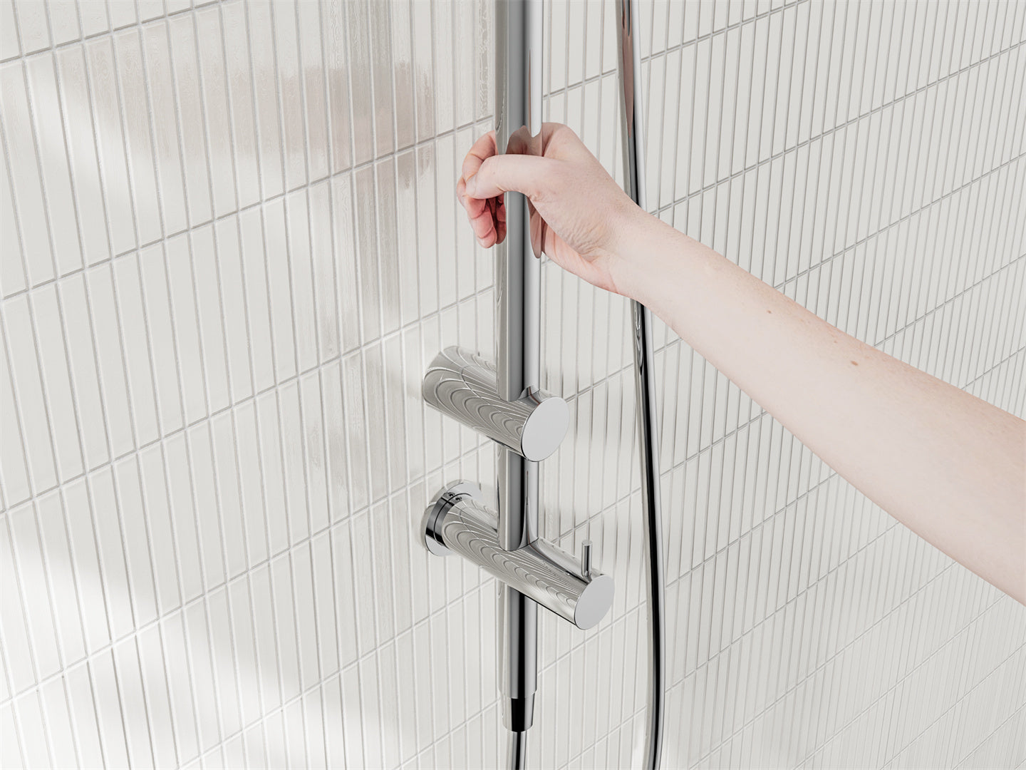 MECCA CARE 25MM GRAB RAIL 900MM TWIN SHOWER SET CHROME