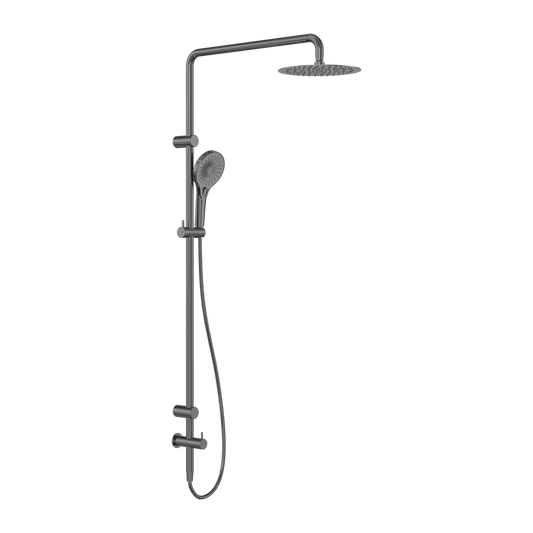 MECCA CARE 25MM GRAB RAIL 900MM TWIN SHOWER SET GUN METAL