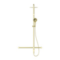 MECCA CARE 32MM T BAR GRAB RAIL 1100X750MM TWIN SHOWER SET BRUSHED GOLD