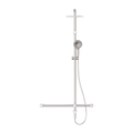 MECCA CARE 32MM T BAR GRAB RAIL 1100X750MM TWIN SHOWER SET BRUSHED NICKEL