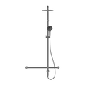 MECCA CARE 32MM T BAR GRAB RAIL 1100X750MM TWIN SHOWER SET GUN METAL