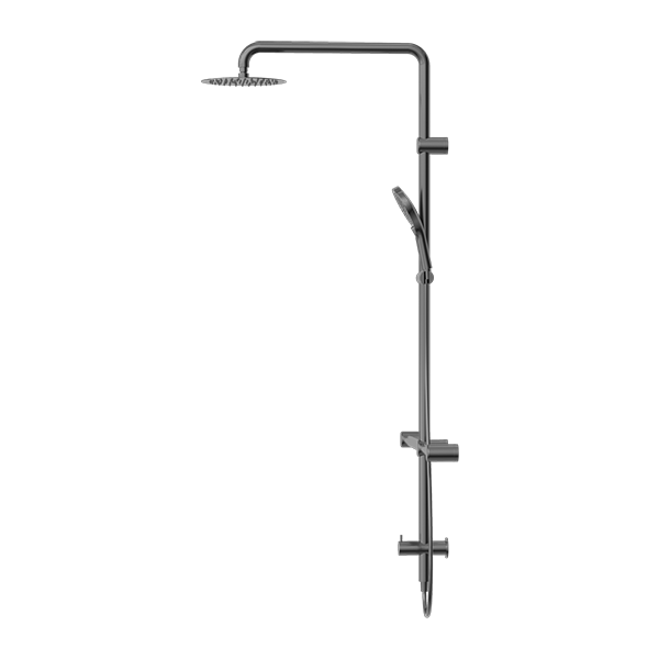 MECCA CARE 32MM T BAR GRAB RAIL 1100X750MM TWIN SHOWER SET GUN METAL