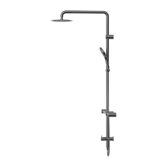 MECCA CARE 32MM T BAR GRAB RAIL 1100X750MM TWIN SHOWER SET GUN METAL