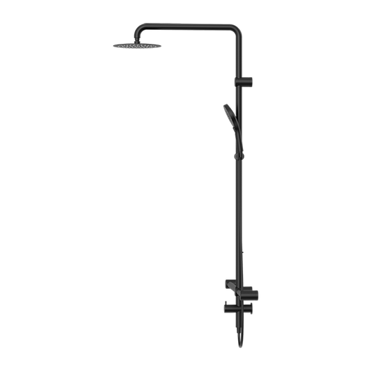 MECCA CARE 32MM T BAR GRAB RAIL 1100X750MM TWIN SHOWER SET MATTE BLACK