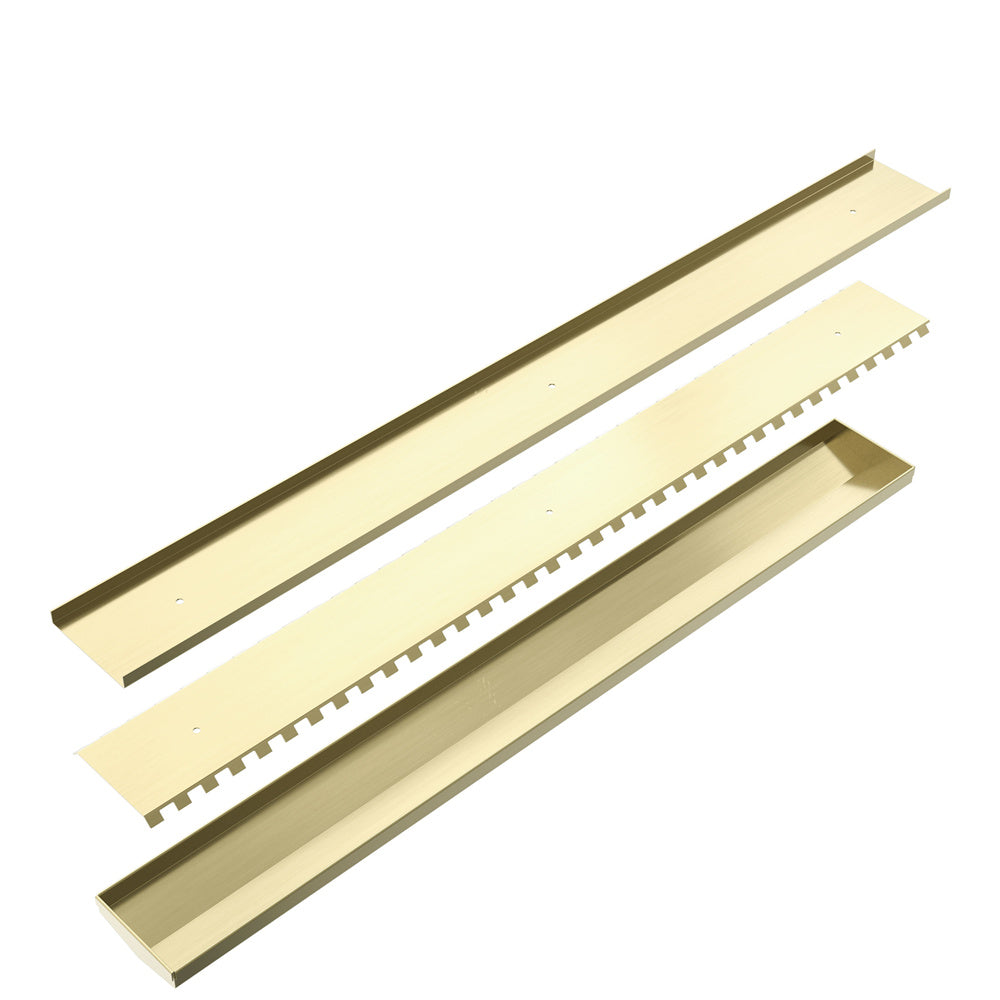 TILE INSERT V CHANNEL 900X106MM FLOOR GRATE 80MM OUTLET BRUSHED GOLD
