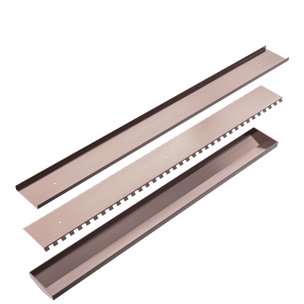 TILE INSERT V CHANNEL 900X106MM FLOOR GRATE 80MM OUTLET BRUSHED BRONZE