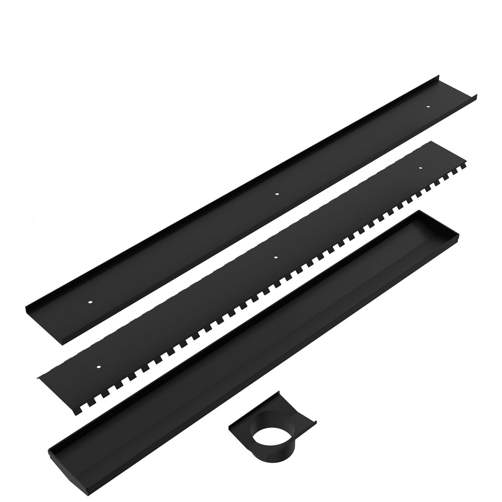 TILE INSERT V CHANNEL 900X106MM FLOOR GRATE 80MM OUTLET MATTE BLACK