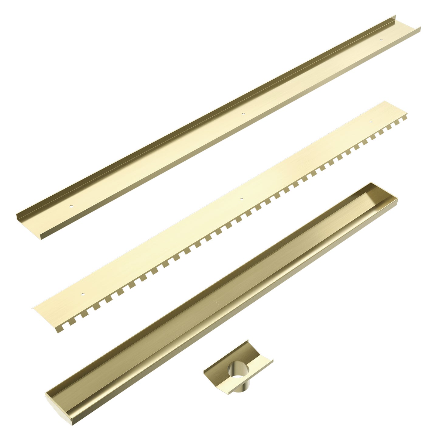 TILE INSERT V CHANNEL 900X82MM FLOOR GRATE 50MM OUTLET BRUSHED GOLD