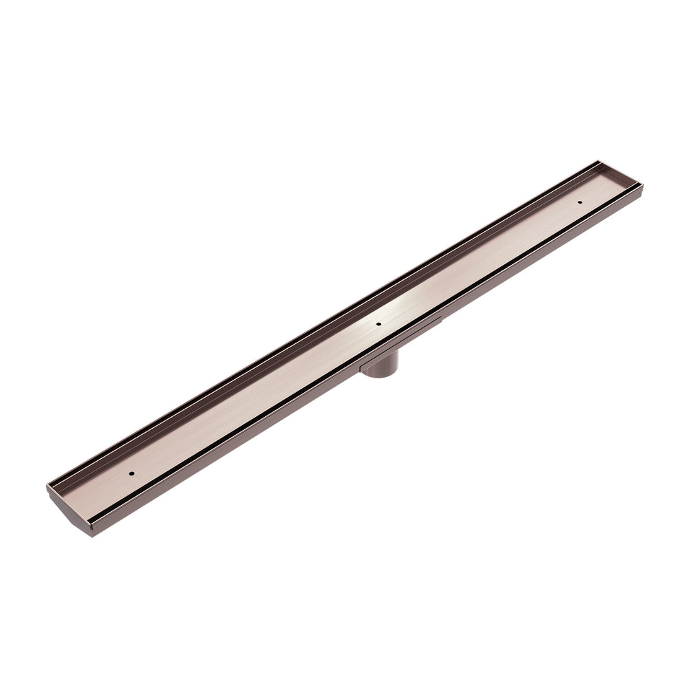 TILE INSERT V CHANNEL 900X82MM FLOOR GRATE 50MM OUTLET BRUSHED BRONZE