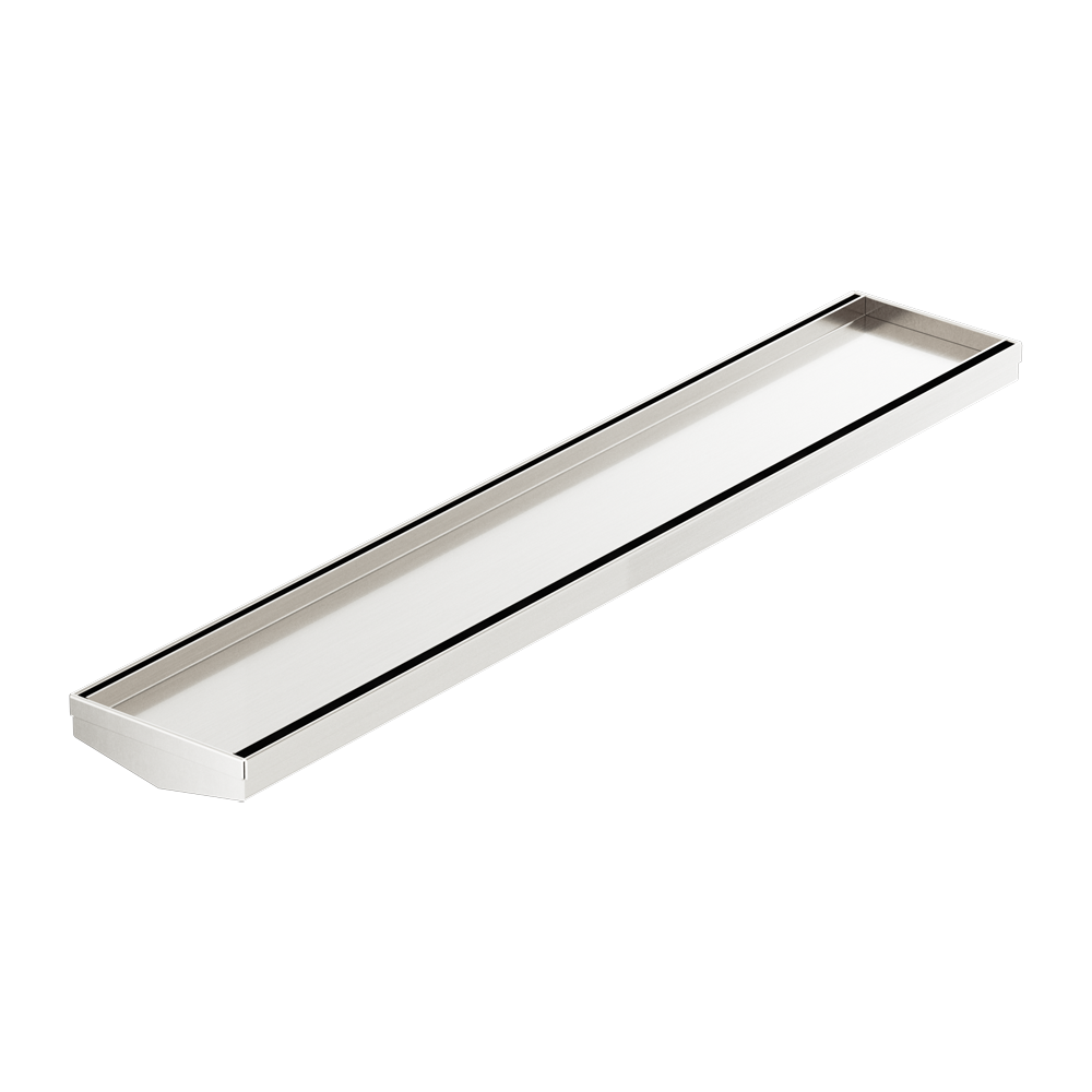 TILE INSERT V CHANNEL 600X106MM FLOOR GRATE WITHOUT OUTLET BRUSHED NICKEL