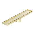Tile Insert V Channel 600X106MM Floor Grate 90MM Outlet Brushed Gold — Gold & Brass, Floor Wastes & Drains