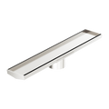 Tile Insert V Channel 600X106MM Floor Grate 90MM Outlet Brushed Nickel — Floor Wastes & Drains