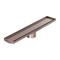 Tile Insert V Channel 600X106MM Floor Grate 90MM Outlet Brushed Bronze — Floor Wastes & Drains
