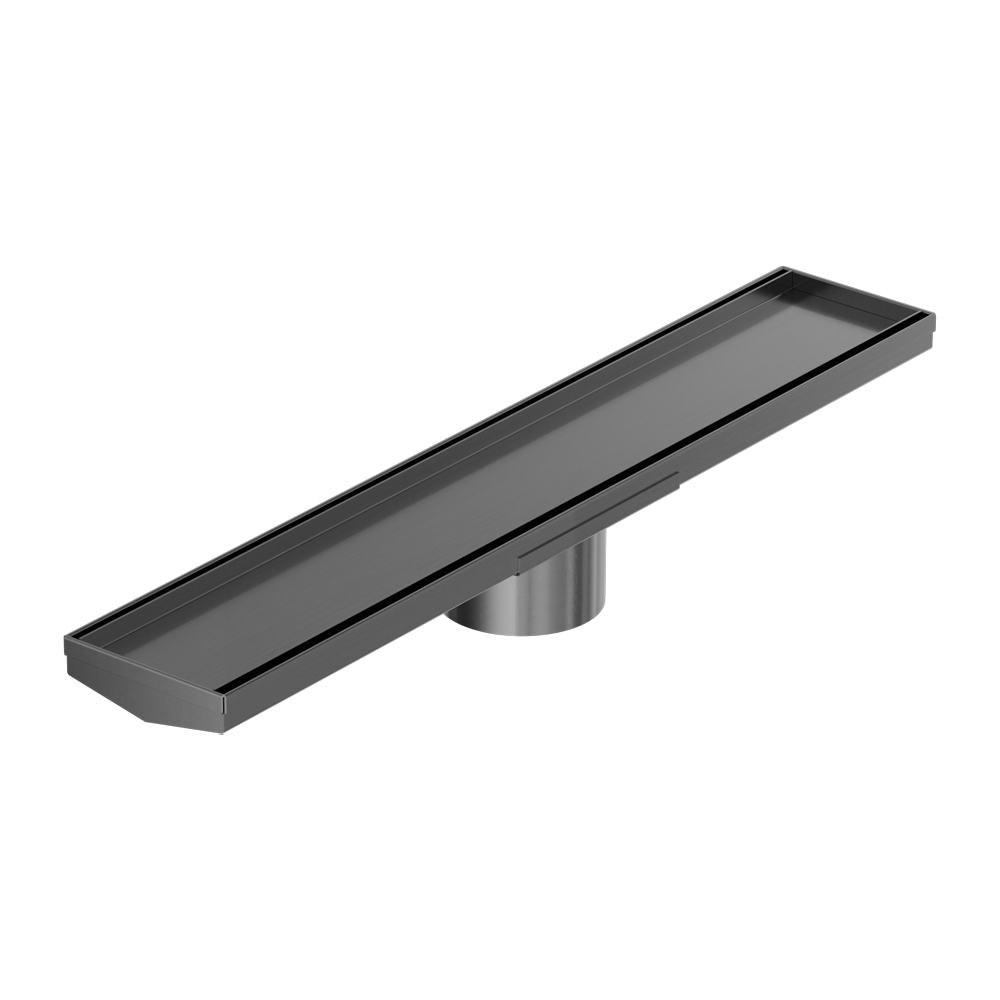 TILE INSERT V CHANNEL 600X106MM FLOOR GRATE 90MM OUTLET GUN METAL