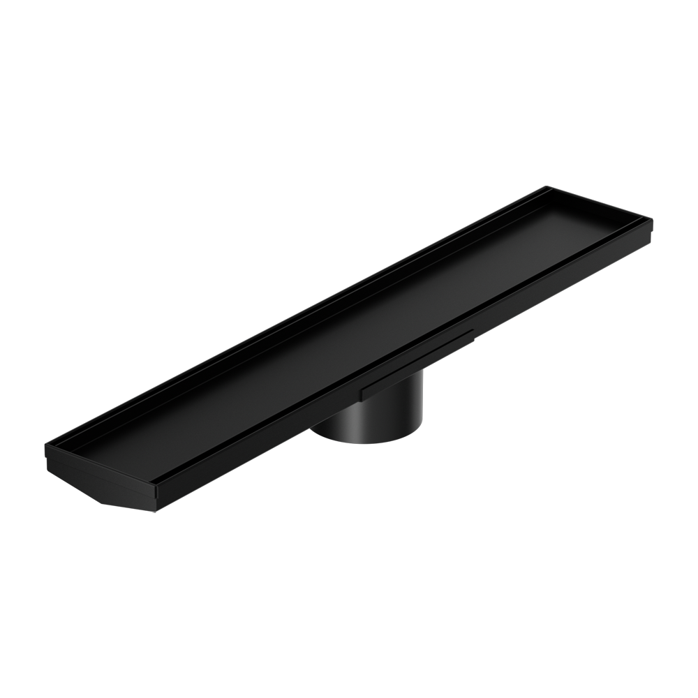 TILE INSERT V CHANNEL 600X106MM FLOOR GRATE 90MM OUTLET MATTE BLACK