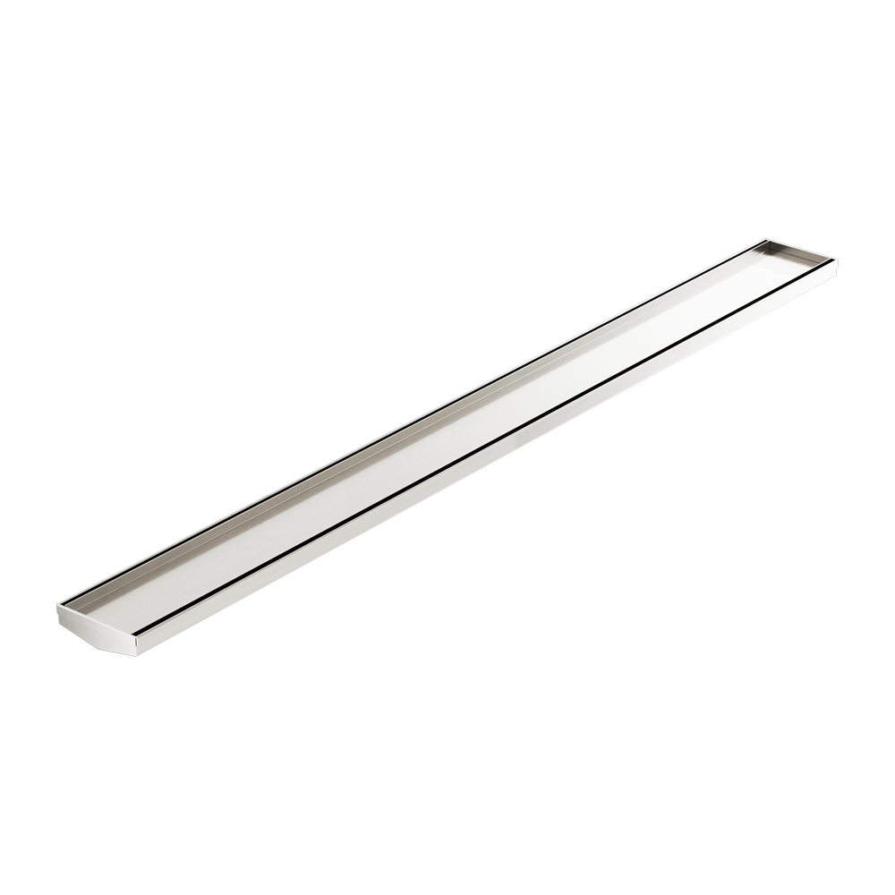 TILE INSERT V CHANNEL 1200X106MM FLOOR GRATE WITHOUT OUTLET BRUSHED NICKEL