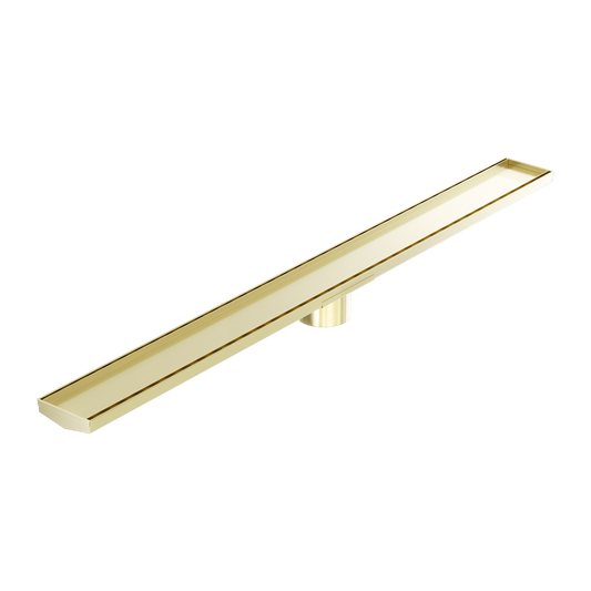 TILE INSERT V CHANNEL 1200X106MM FLOOR GRATE 90MM OUTLET BRUSHED GOLD